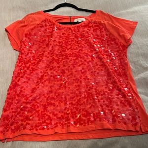 Loft coral sequin women top size XL NWT